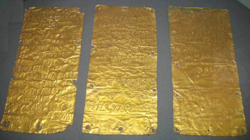 "Pyrgi tablets", laminated sheets of gold