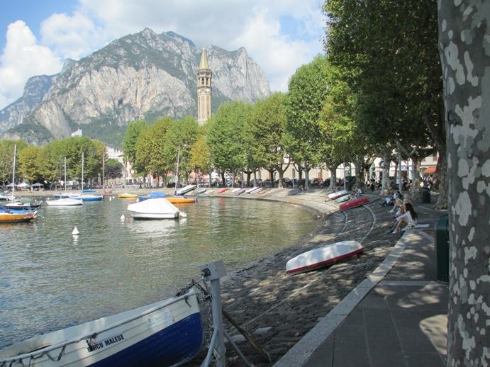 Lecco - Lungolago with a view of the bell tower of San Nicolò's church