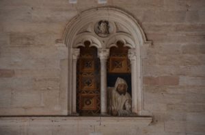 Chiesa di Santa Maria della Grazie - 1490 wall painting by Jacopino De Mottis "Carthusian Lay Brother Overlooking"