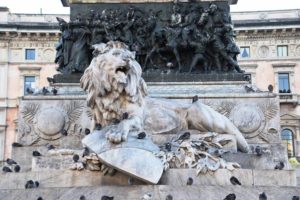 Monument to Vittorio Emanuele II - built in 1879 by Ercola Rosa - Lion covered with pigeons