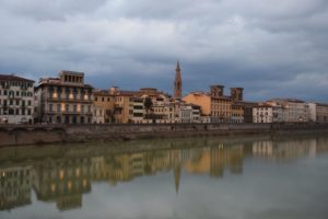 View of the Arno River at dusk